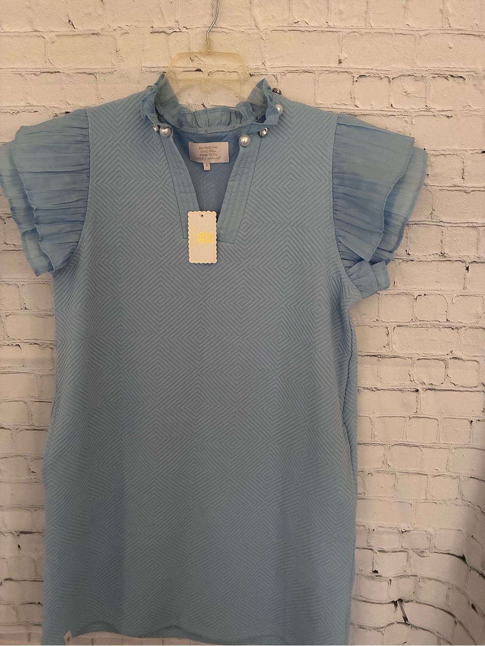 Simply Southern-Light Blue Ruffle Sleeve Shift Dress